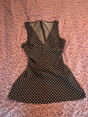 Black Polka Dot V-Neck Dress